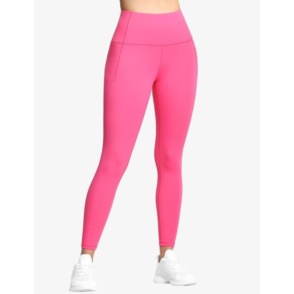 🆕Women Pink Tummy Control Leggings with Pockets High Waist Athletic Yoga Pants - Picture 2 of 6